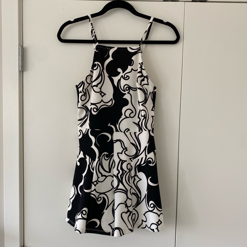 Topshop Black and White Halter Romper